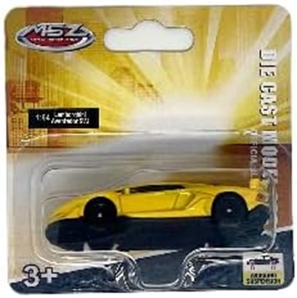 D-power MSZ – Lamborghini SVJ – Yellow | Die-Cast Replica, Ultimate Collector's Item, Super Cars | Toy Vehicles, Metal Toy Car Model - Pull Back Collection | Size - 1:64, For Kids 3+