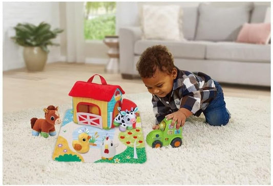 VTech Farmyard Animals Soft Play Set – Interactive Baby Toy with Plush Farm Animals, Tractor & Play Mat | Teaches Animal Sounds, Music & Imaginative Play | Portable Barn Storage