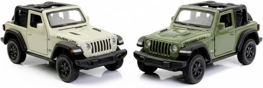 D-Power Diecast Jeep Rubicon 2021 – 1:36 Scale Model Car, Assorted Colors Green / Beige, 1 Piece, Pull Back Action, Collectible SUV Toy