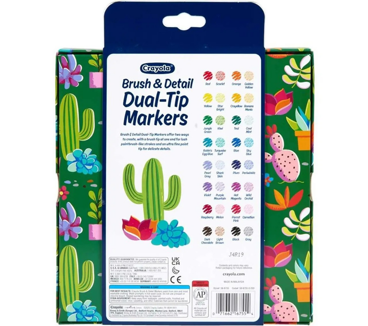 Crayola Brush & Detail Dual-Ended Markers, 16 Count – Blendable Art Markers with Brush and Fine Tips for Drawing, Lettering & Coloring