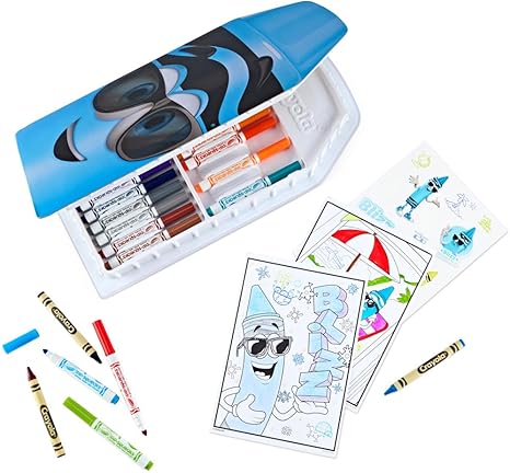 Crayola Blue Limited Edition Art Case – Collectible Set with Retired & Classic Crayons, Pip-Squeaks Markers, Coloring Pages & Stickers | Portable Kids Art Kit & Gift for Creative Fun
