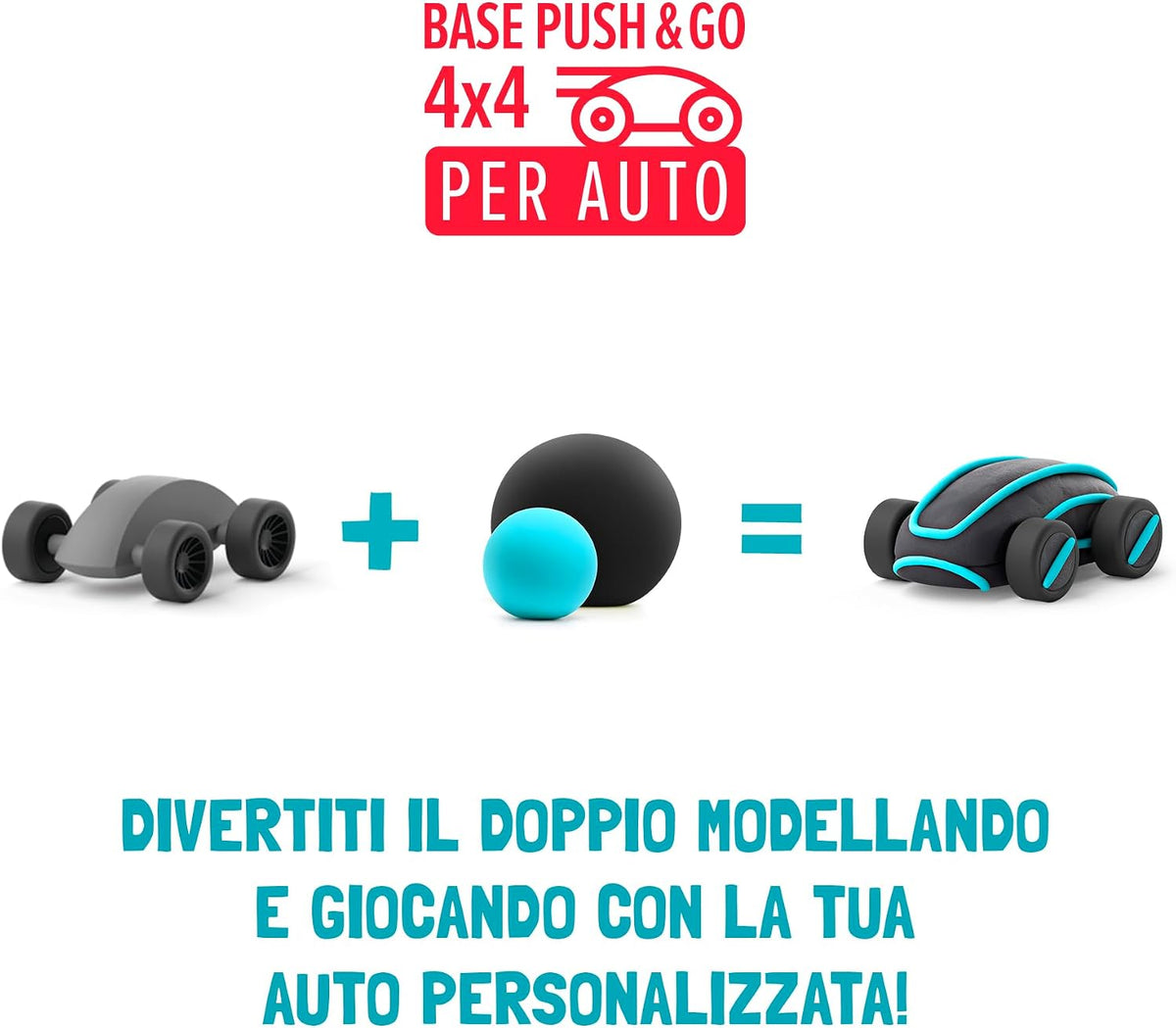 Hey Clay - Cyber Cars BLUE CYBER CAR Colourful modelling air-dry clay, 2 cans with fun interactive app for kids 3 years +