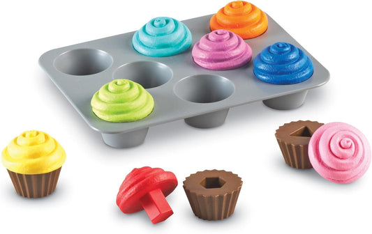Learning Resources Smart Snacks Shape Sorting Cupcakes, Fine Motor, Color & Shape Recognition, Ages 18 mos+