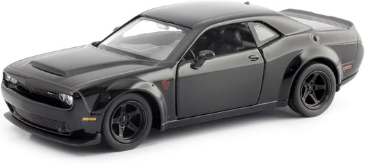 D-Power 1:36 Diecast Dodge Challenger SRT Demon 2018 – Matte Black, Pull Back, Collectible Model Car