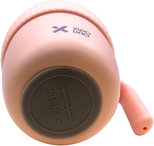 Super Cute Pink Coffee Water Cup for Office or Home Vacuum Insulated Stainless Steel with Handle Leak Proof Hygienic Large Capacity 12 Hours Hot and Cold 420ml (Pink)