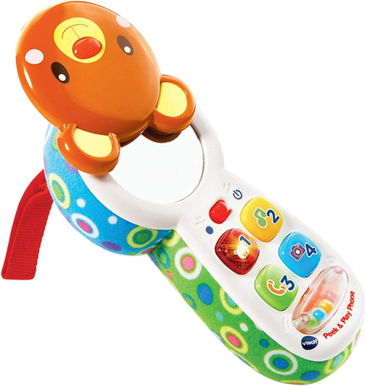 Vtech - Peek-A-Boo Musical Phone - Multicolour | Colourful phone features 4 press buttons introducing feelings, numbers, colours, and first words.| suitable ages 3+ up