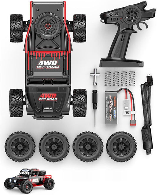 MJX - HYPER GO 1/14 Brushless High-Speed RC Car Vehicle Models 60-75km/h 3SBattery | 2.4Ghz Off-Road RC Truck | Front and Rear Bone dog shaft is Metal Version | various terrain 4 WHEEL DRIVE |Suitable Ages 14+ (Multicolour)
