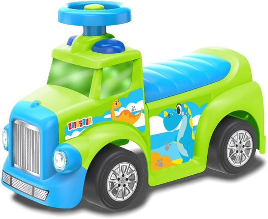 My First Foot to Floor Dino – Multicolour | Toddler Walker Foot to Floor Slider | Hidden Storage Space, Moveable Steering Wheel & Squeaky Horn | Pre-School & Nursery Walking Aid | Ages 1+