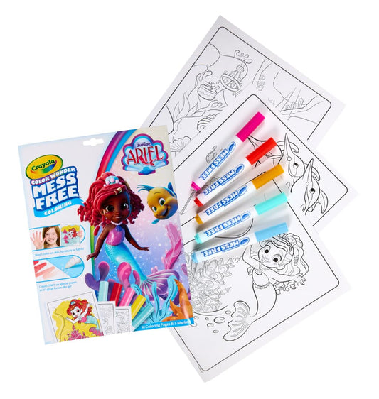 Crayola Color Wonder Ariel Mess-Free Coloring Set – Disney Junior, Travel Activity for Toddlers, Ages 3+