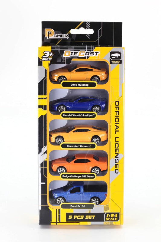 D-Power 1:64 Diecast Chevrolet Camaro MATTE Yellow – Collectible Mini Car, Realistic Details, Kids & Adult Toy Car Model