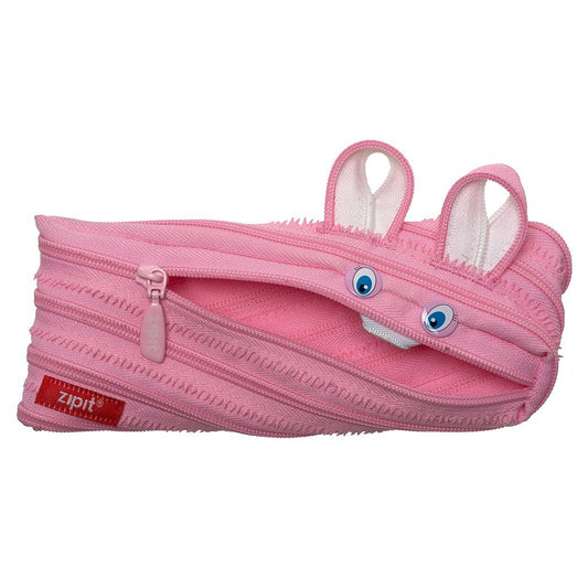 ZIPIT - Animals Pencil Case for Kids, Holds Up to 30 Pens, Machine Washable, Made of One Long Zipper! (Bunny)