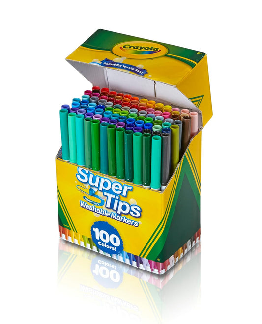 Crayola Super Tips Washable Markers – 100 Color Set | Fine & Broad Line Markers for Kids, Non-Toxic Art Supplies for Drawing, Coloring & School Projects
