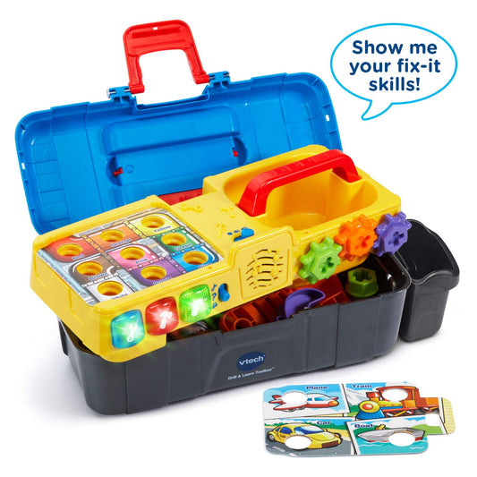 Vtech Drill & Learn Electronic Toolbox Toy with Interactive Drill, Tools, Lights & Music – Educational DIY Playset for Toddlers