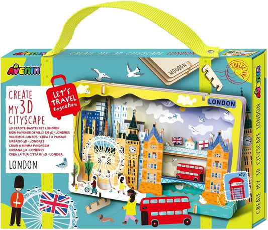 Avenir - Let’s Travel Together 3D Cityscape Puzzle – London Wooden DIY Model Kit | Build Famous Landmarks with Illustrated Guide | Educational Travel Gift for Kids & Adults