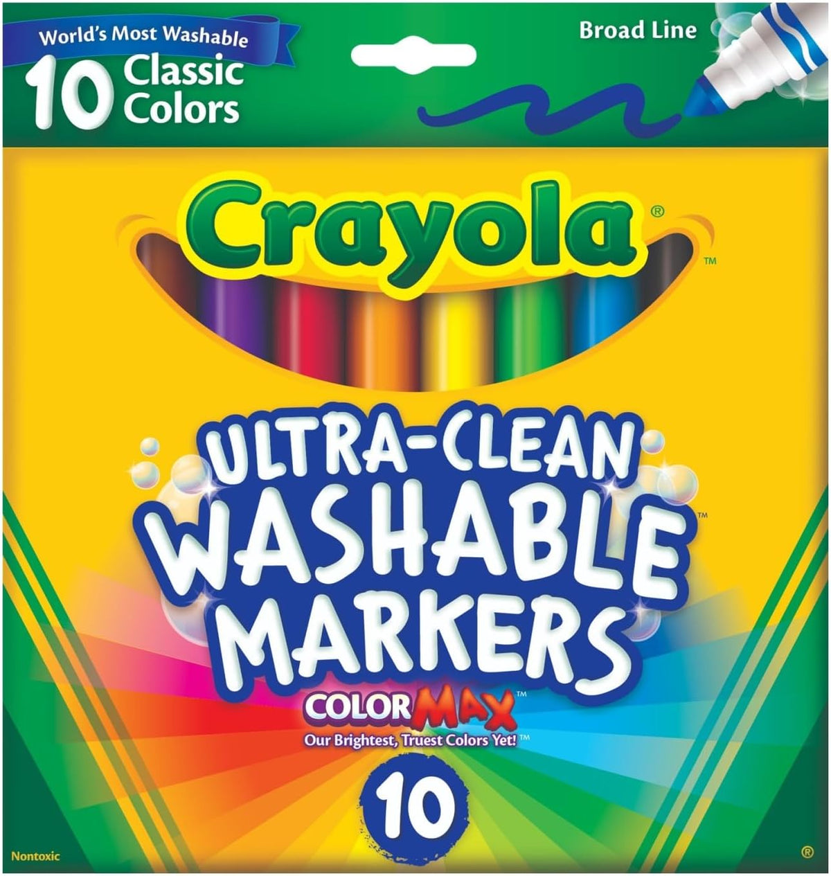 Crayola 10 Count Ultra-Clean Washable Classic, Broad Line Markers