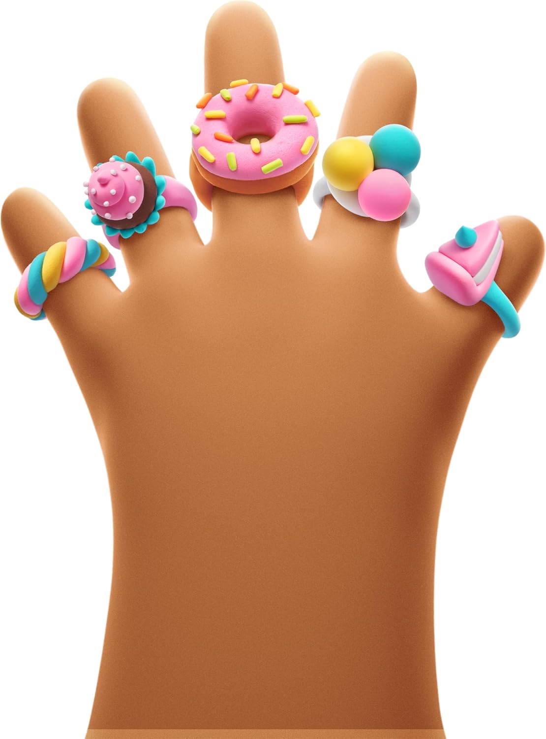 Hey Clay - SWEET RINGS Colourful modelling air-dry clay, 3 cans with fun interactive app for kids 3 years +
