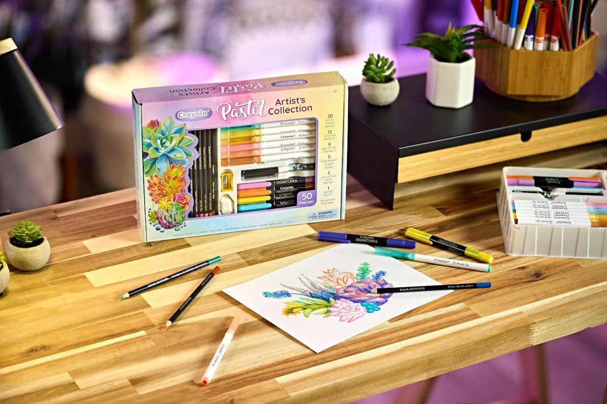 Crayola Pastel Artist Collection Kit | This ideal starter art set for beginners, also works great as an add-on to current color collections | Wonderful for birthdays and holidays, these art supplies are safe and nontoxic for ages, 8 & up.