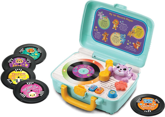 Vtech - My 1st Record Player - Multicolour | Double-sided records feature 5 different music styles with animal friends singing cool songs | Suitable ages 12+ up