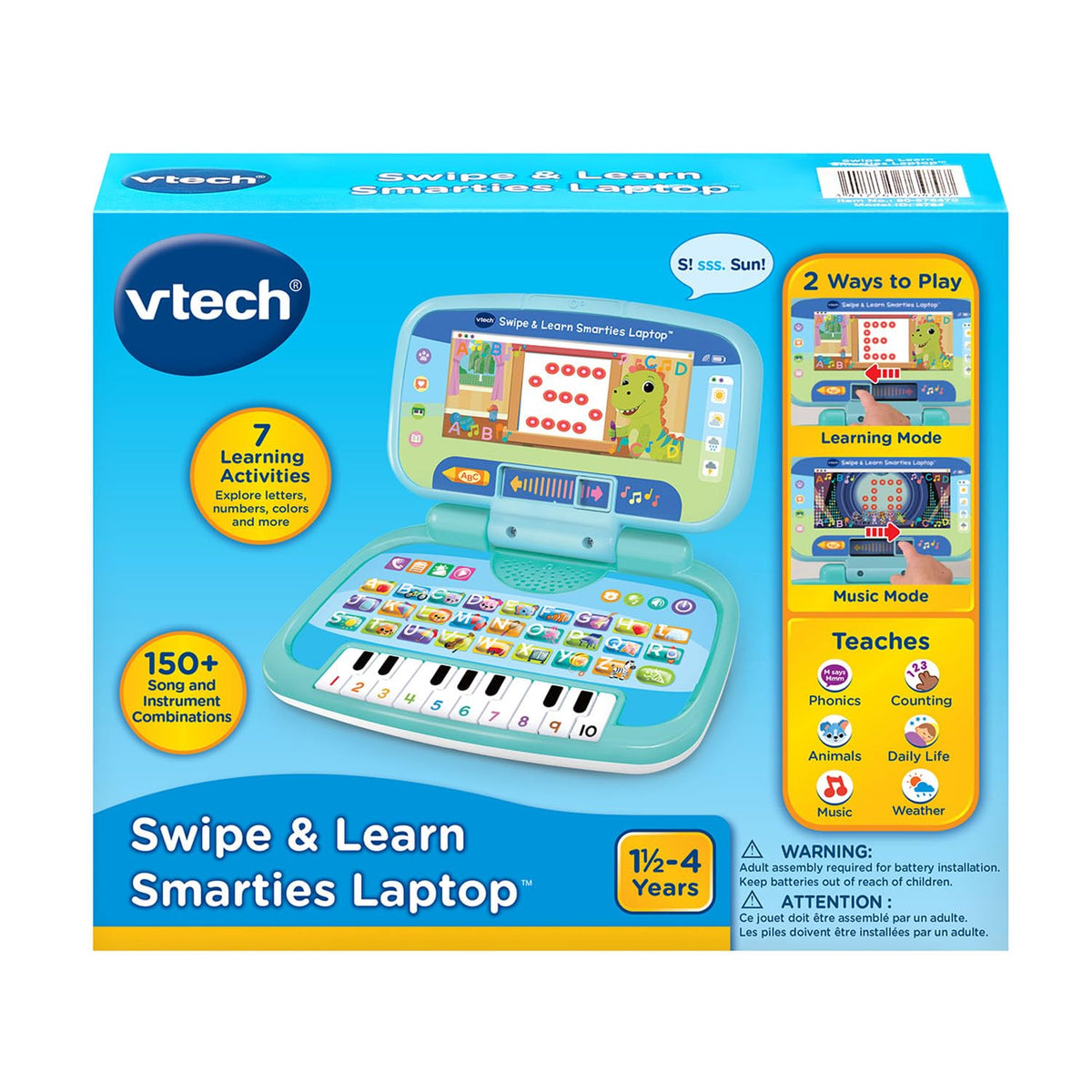 VTech Swipe & Learn Laptop Toy with Sliding Screens, Music & Learning Apps for Toddlers