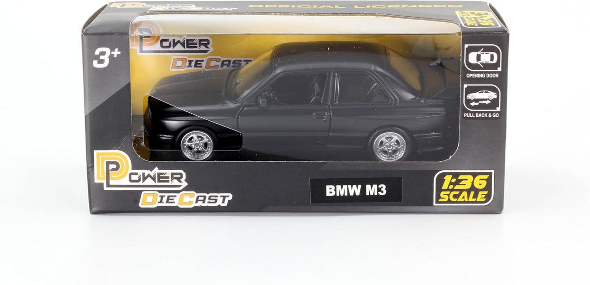 D-Power 1:36 Diecast BMW M3 E30 (1986-1991) Matte Black – Collectible Miniature Car Model