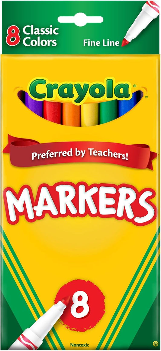 Crayola Original Marker Set, Fine Tip, Assorted Classic Colors, Set of 8