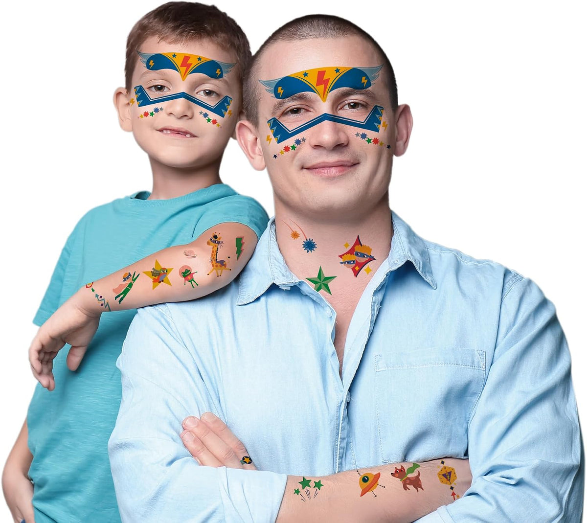 Avenir - Fancy Me Face Stickers & Tattoos for Kids – Superheroes | 110+ Cosmetic-Grade Removable Stickers | Fun Family Fashion Activity for Parties, Dress-Up & Creative Play