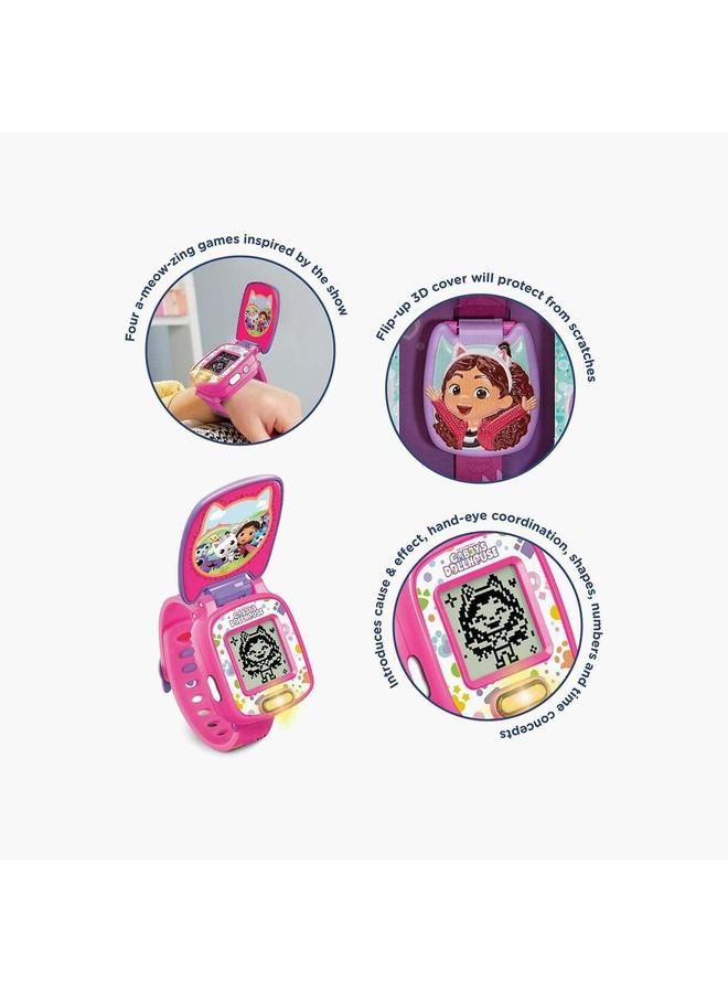 VTech - Gabby’s Dollhouse Time to Get Tiny Watch - Multicolour | includes 10 digital clock faces featuring Gabby and her kitty friends, a stopwatch| Suitable ages 3 + up