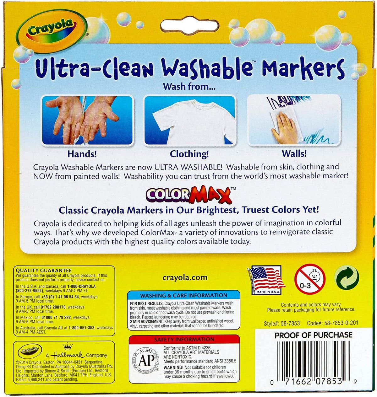Crayola 10CT Ultra Clean Washable Bold,Broad Line,CMax Mkr