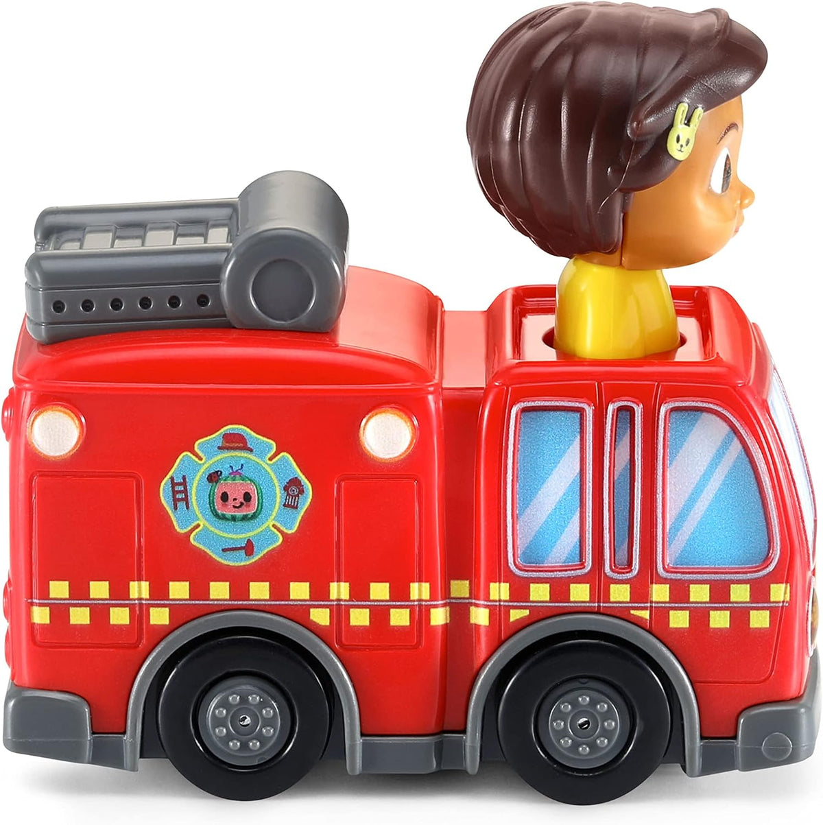 VTech CoComelon Go! Go! Smart Wheels Nina’s Fire Truck & Track, Fire Sounds & Songs with SmartPoint, Ages 1.5 – 5 Years