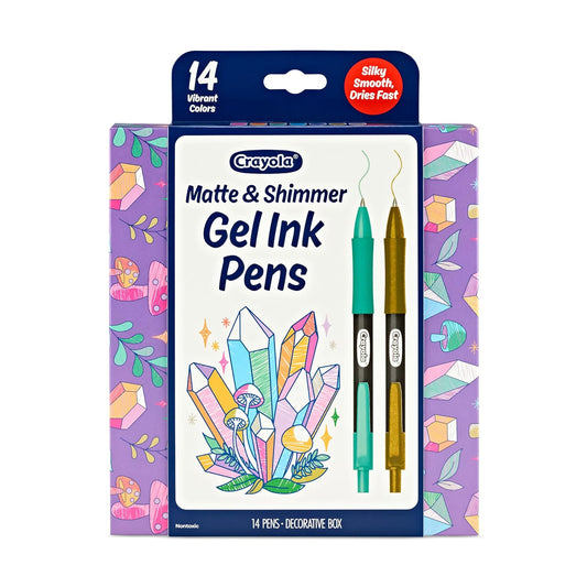 Crayola Gel Ink Pen Marker Set, 14 Matte & Glitter Pens, Gel Pens for Coloring, Fine Point, Gift for Kids & Teens, Ages 4+