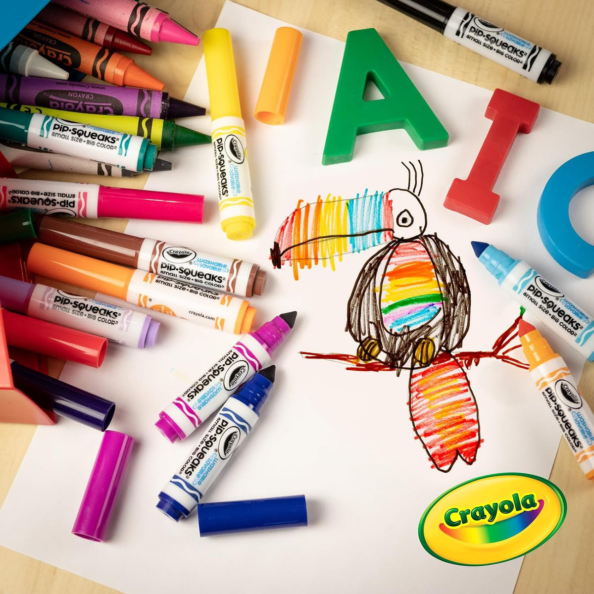 Crayola Pip-Squeaks Telescoping Marker Tower – 50 Washable Mini Markers for Kids | Compact 3-Tier Storage, Easy to Clean, Non-Toxic Art Supplies for Creative Drawing & Coloring