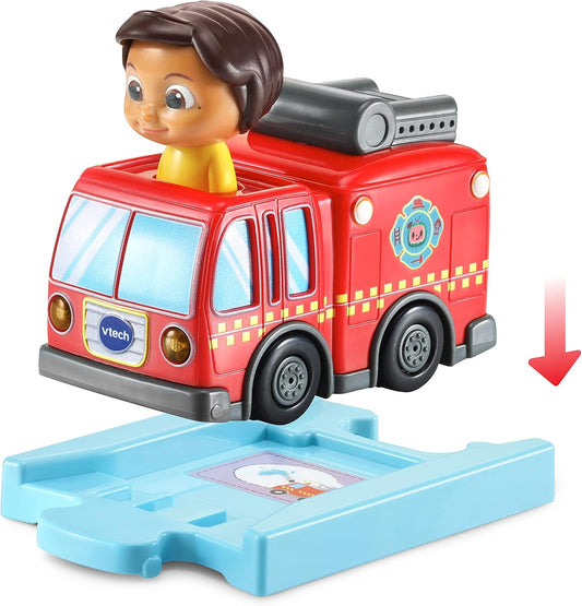 VTech CoComelon Go! Go! Smart Wheels Nina’s Fire Truck & Track, Fire Sounds & Songs with SmartPoint, Ages 1.5 – 5 Years