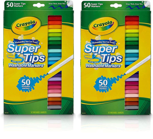 Crayola - SuperTips Washable Markers 50pc | Vibrant Ink, Perfect for Writing, Drawing, Coloring, Shading, and Blending - Ideal for Any Art Project - Safe, Nontoxic, and Easily Washable Formula| Ages 3+