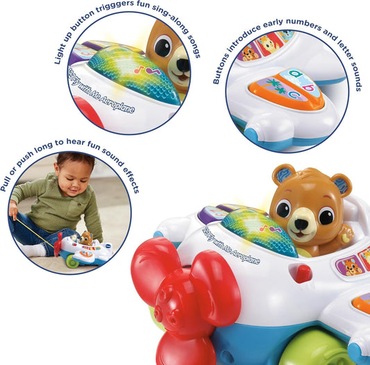 Vtech - 123 Fly with Me Airoplane - Multicolour | Light up button plays fun sing-along songs and the wing buttons introduce numbers and letter sounds. | Suitable ages 9m + up