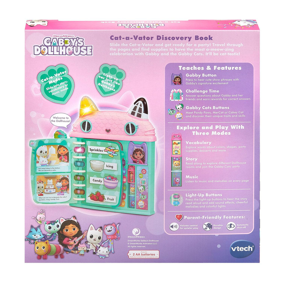 VTech Gabby’s Dollhouse Cat-a-Vator Discovery Book with Lights, Music & Learning (Ages 3+)