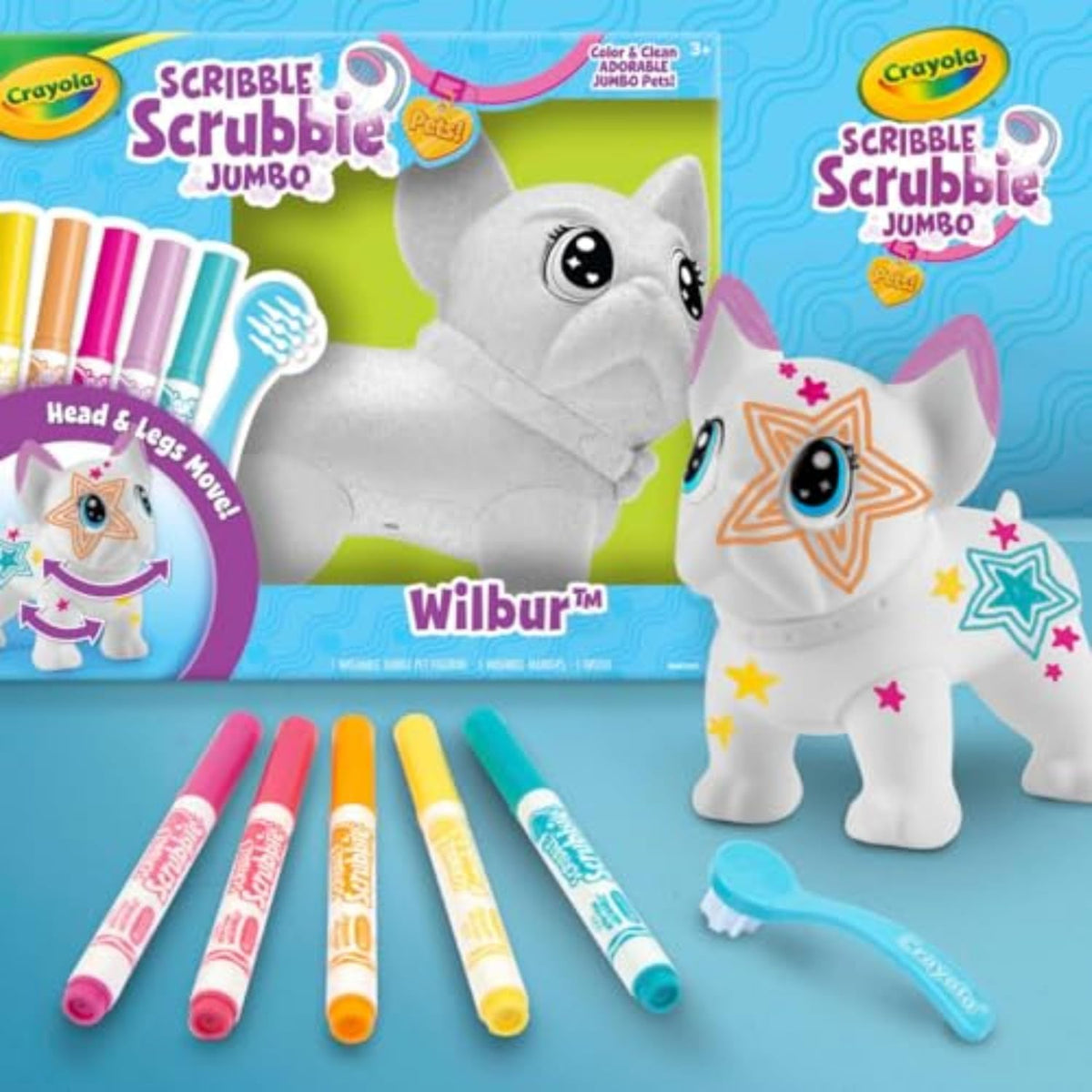 Crayola Scribble Scrubbie Jumbo, Large Posable Animal Toy, 6 Inches, Toy Cat for Girls & Boys, Animal Grooming Toy 3 years +