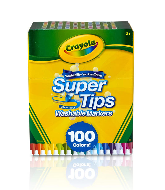 Crayola Super Tips Washable Markers – 100 Color Set | Fine & Broad Line Markers for Kids, Non-Toxic Art Supplies for Drawing, Coloring & School Projects