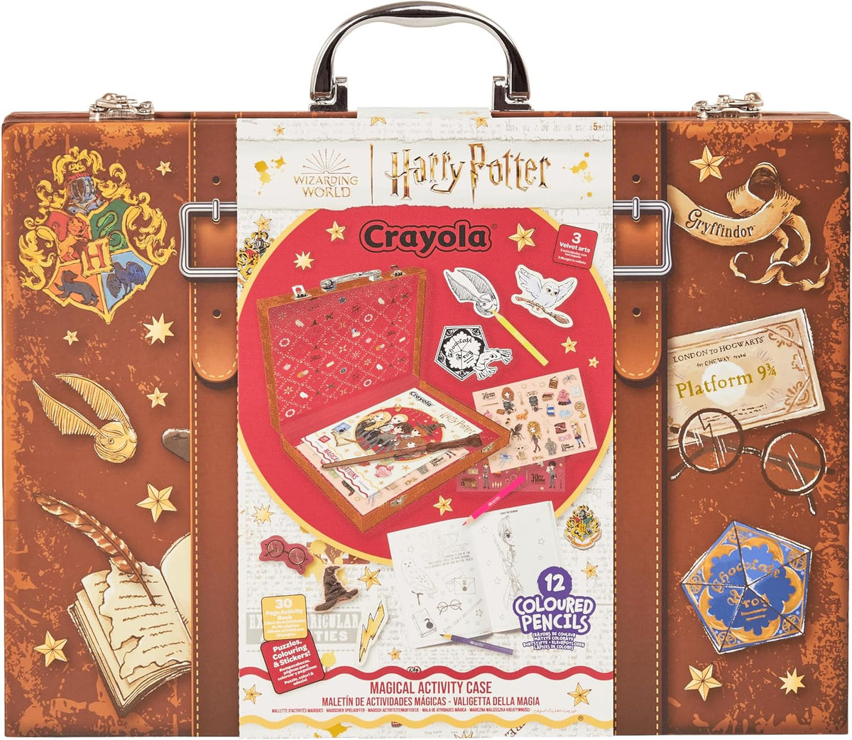 CRAYOLA - Harry Potter Magic Briefcase Creative Set with 30 Activity Sheets, Velvet Art, Stickers, Mini Pencils and Magic Wand, for Children from 3 Years