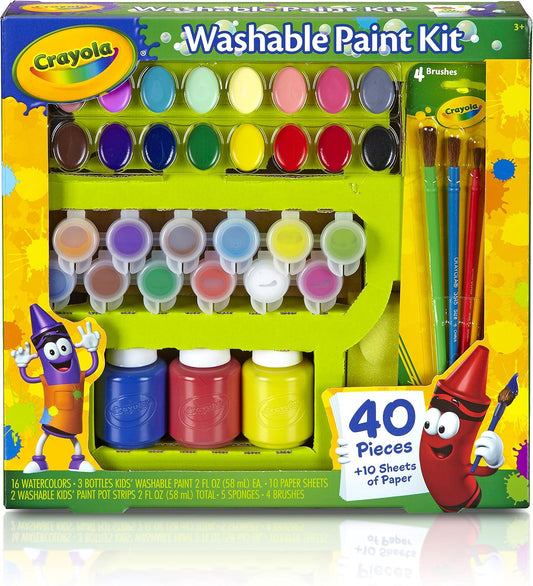 Crayola Washable Paint Set for Kids – 40-Piece Art Supplies Kit | Non-Toxic Washable Paints for School Projects, Crafts & Creative Fun