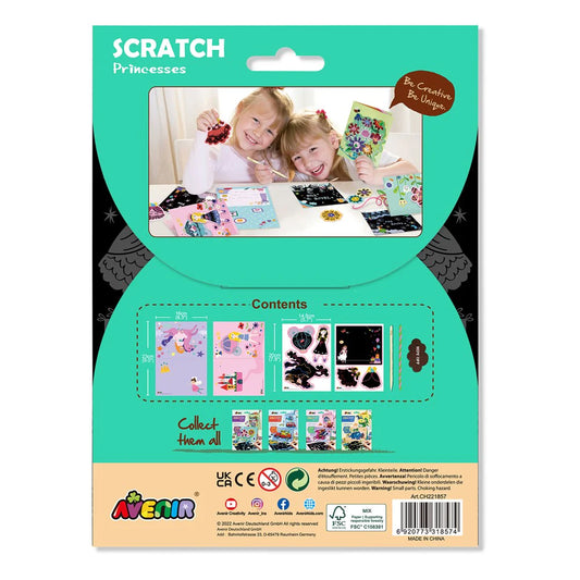 Avenir Scratch - Princesses | Arts & Crafts, Greeting Cards Set | Make Beautiful Greetings Cards | Scratch Art 3+
