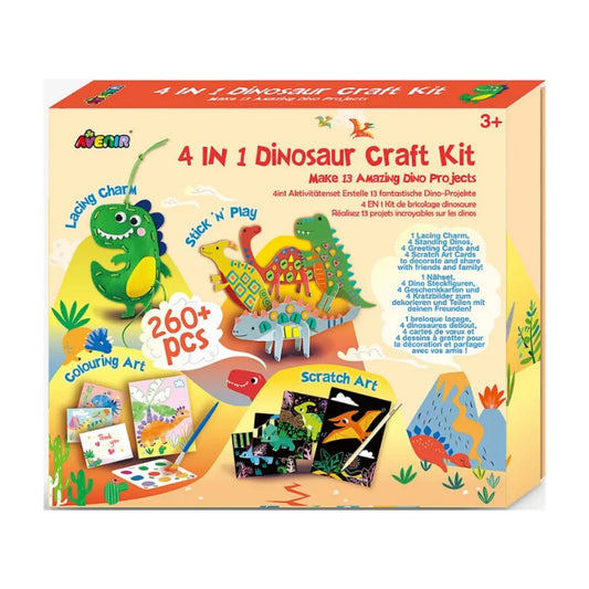 Avenir 4 in 1 Dinosaur Craft Kit | Craft Imaginative Dinosaurs , Spark Creativity, Imagination & Cognitive Development | Age 3+