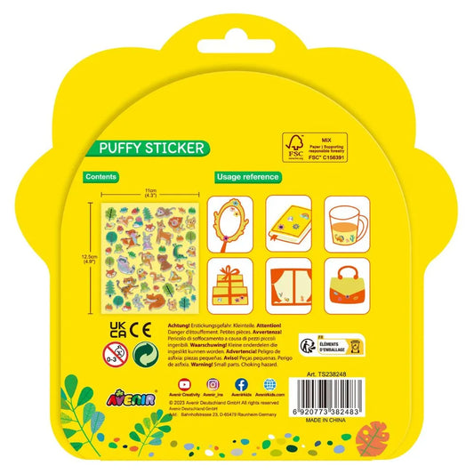 Avenir - Puffy Sticker Animal Multicolor | activity for kids | Perfect work of art to keep for room decoration or to give as a gift | ages 3+