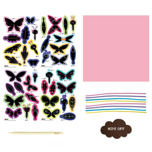 Avenir Scratch Bouquet Kit – Butterfly | Themed Fun! Create Personalized Bouquets with Scratch Sheets, Wrapping Paper, and Ribbon | Step-by-Step Instructions for Kids 3+