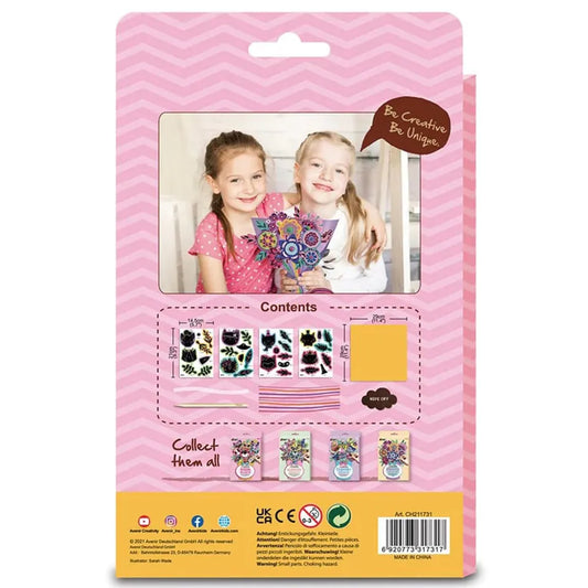 Avenir Scratch Bouquet Kit – Kitty | Themed Fun! Create Personalized Bouquets with Scratch Sheets, Wrapping Paper, and Ribbon | Step-by-Step Instructions for Kids 3+