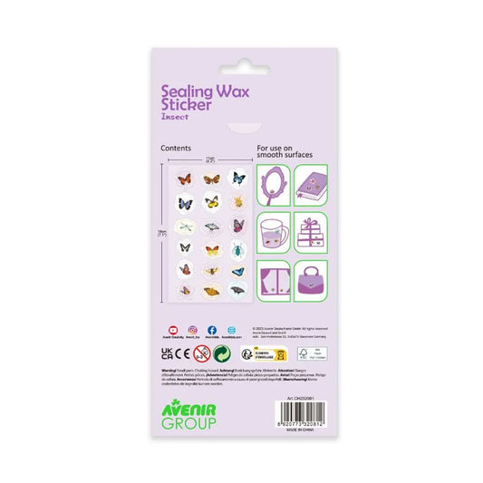 Avenir - Sealing Wax Stickers 10 pack - Insect Multicolour | fabulous sealing wax stickers showcasing a collection of space objects | Ages3+