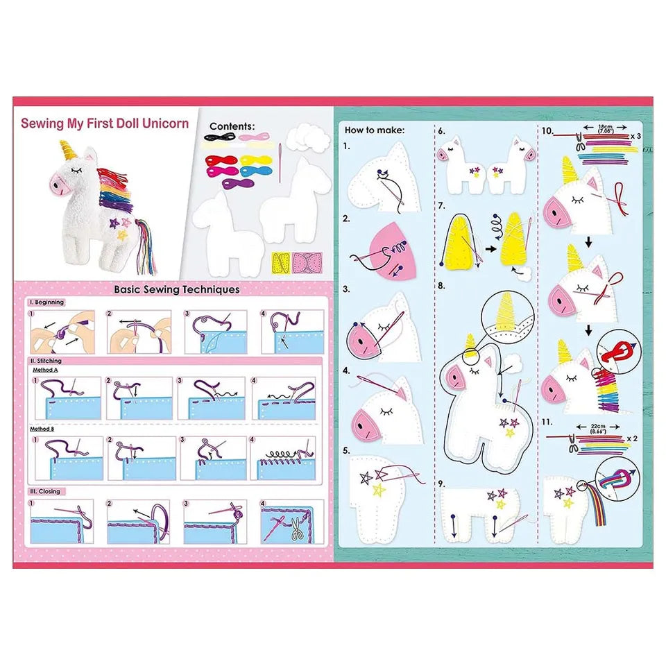 Avenir Sewing My First Doll - Unicorn Kit | Create a Super Soft Unicorn, Develop Motor Skills & Creativity | Safe and Educational - Trusted Art, Learning, and Entertainment for Kids 3+