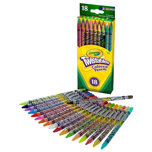 Crayola Twistable Color Pencils 18 Ct in assorted colors | fun and easy way to color and create | Just twist and color, no sharpening or peeling required | ages 4 and up