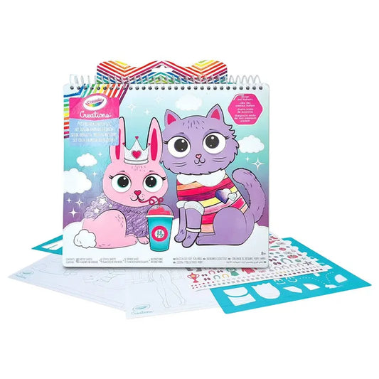 CRAYOLA- Creations, Puppy Fashion Set, Album with 40 Pages, Stencils and 150 Stickers, Creative Activity for Children