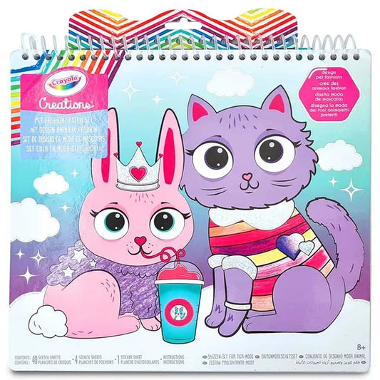 CRAYOLA- Creations, Puppy Fashion Set, Album with 40 Pages, Stencils and 150 Stickers, Creative Activity for Children