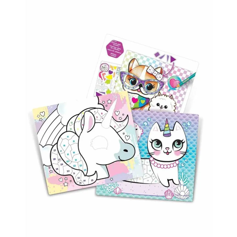 Crayola - Creations Sticker by Number Coloring Set | Creative Sticker Art for Kids - Transform Coloring Pages into Vibrant Artworks | 15 Coloring Pages with Cute Animals and Creatures - 500+ Matching Stickers Included | Ages 8+